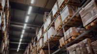 A warehouse shelf inside a facility