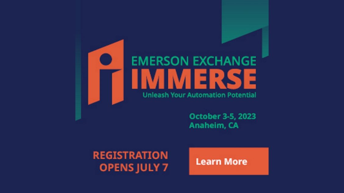 Emerson Announces Dates for Emerson Exchange Immerse Food Engineering
