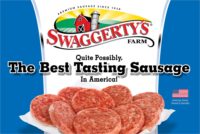 A box of Swaggerty's Farm sausage patties