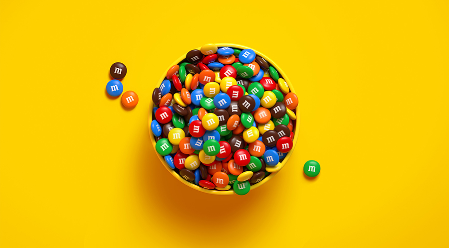 A bowl of M&M's