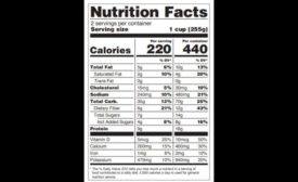 Two-column nutrition facts panel