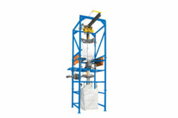 Bulk bag unloader with integral screener              